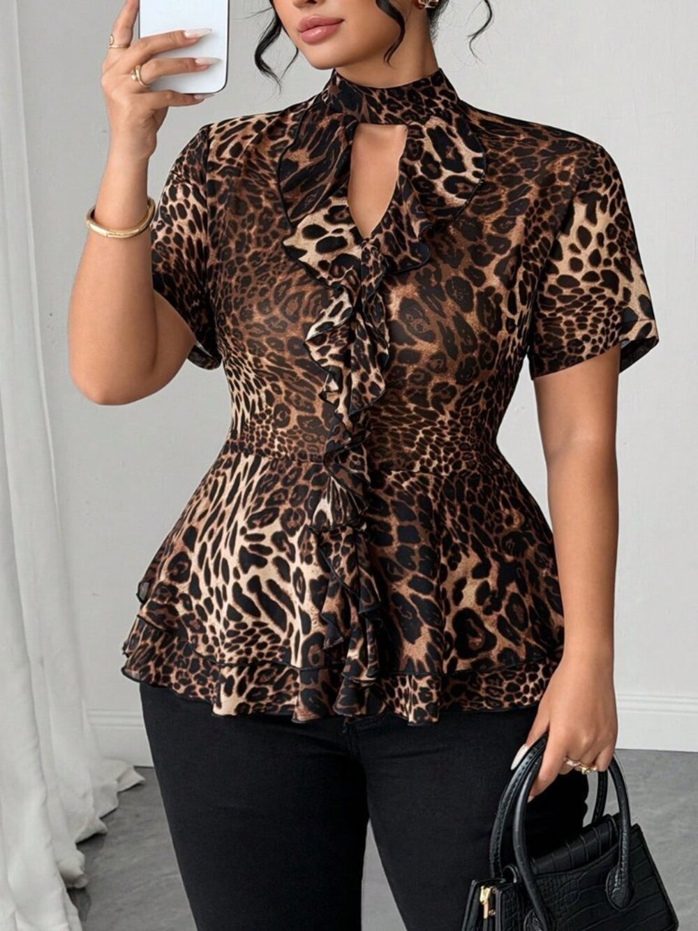 Multicolor Casual Women's Leopard Print Tops